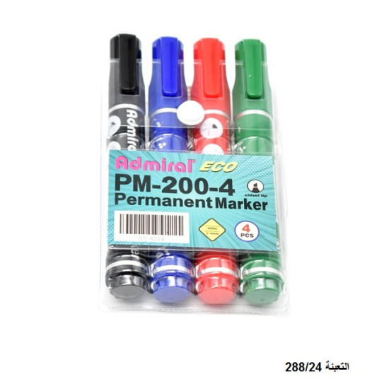 طقم أقلام فلوماستر ثابت 4 لون رقم ADMIRAL PM-200-4