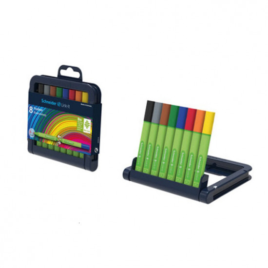 طقم أقلام شنايدر 8 ألوان قصير فاين لاينر