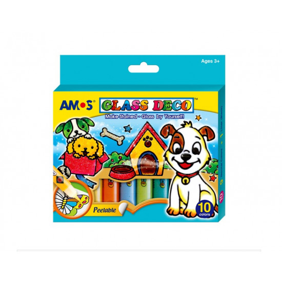 طقم ألوان للرسم على الزجاج 10 ألوان AMOS