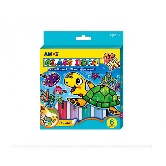طقم ألوان للرسم على الزجاج 6 ألوان AMOS