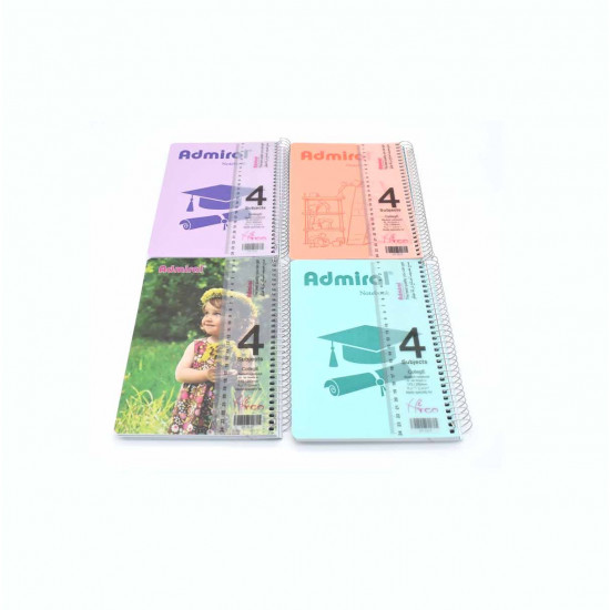 دفتر سلك 4 موضوع وسط مع مسطرة AdmiraL