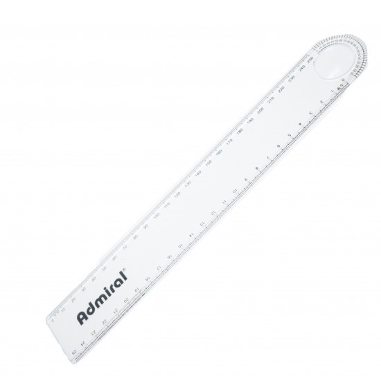 مسطرة شفافة 25سم مع عدسة تكبير  ADMIRAL
